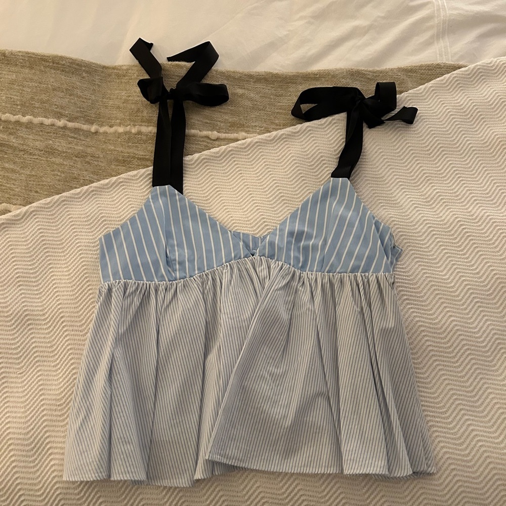 Zara mixed patter tie strap peplum top